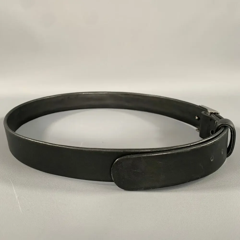 TOD'S Size 38 Black Silver Solid Leather Belt